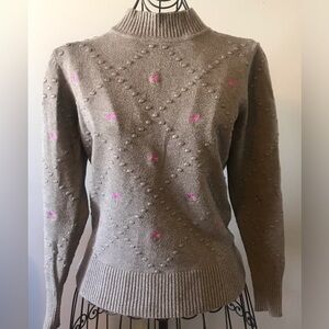 Gray sweater with purple tree/flower decoration